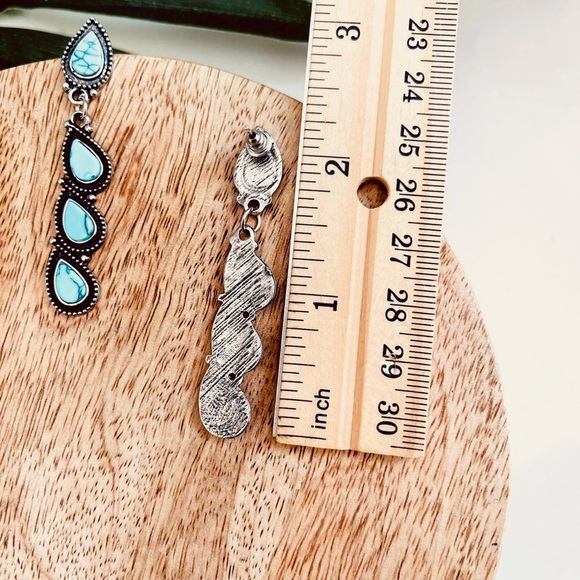 2/$30🌵 Teardrop Turquoise Stone Earrings Silver Southwestern Jewelry NEW Boho - Picture 7 of 10